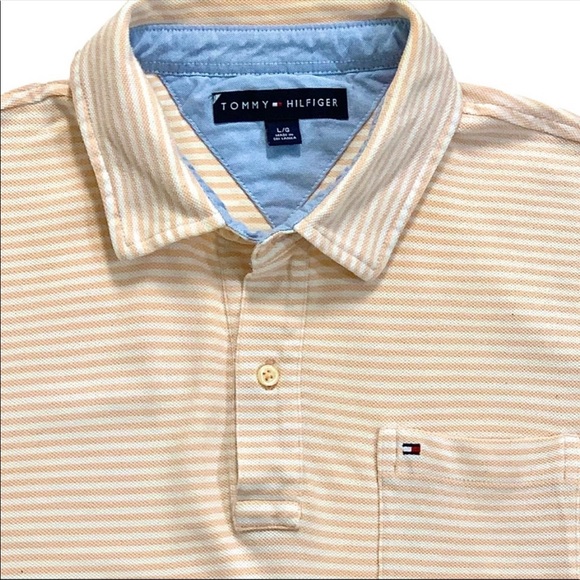 Tommy Hilfiger Stripe Peach Fuzz pique polo with pocket - Picture 3 of 8